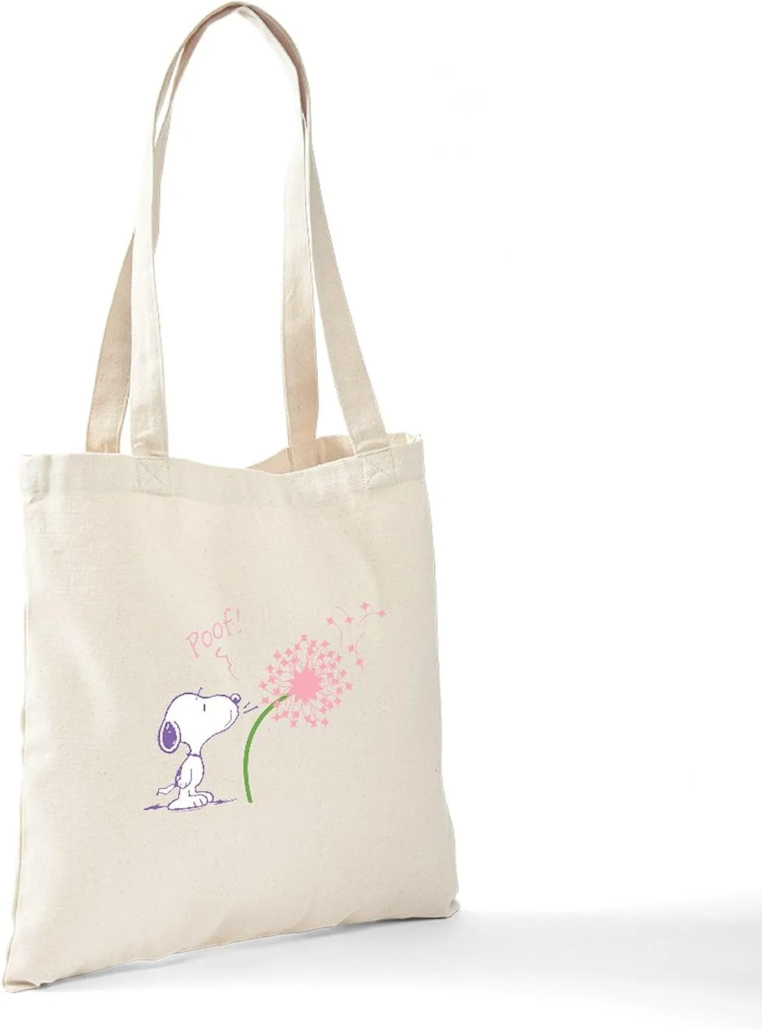 CafePress Snoopy Dandelion Natural Canvas Tote Bag, Reusable Shopping Bag