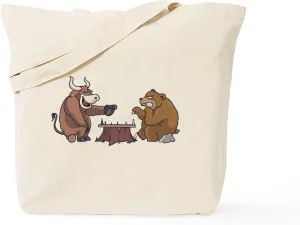 CafePress Stock Market Trader Investor Bull Reusable Natural Beige Canvas Shopping Bag