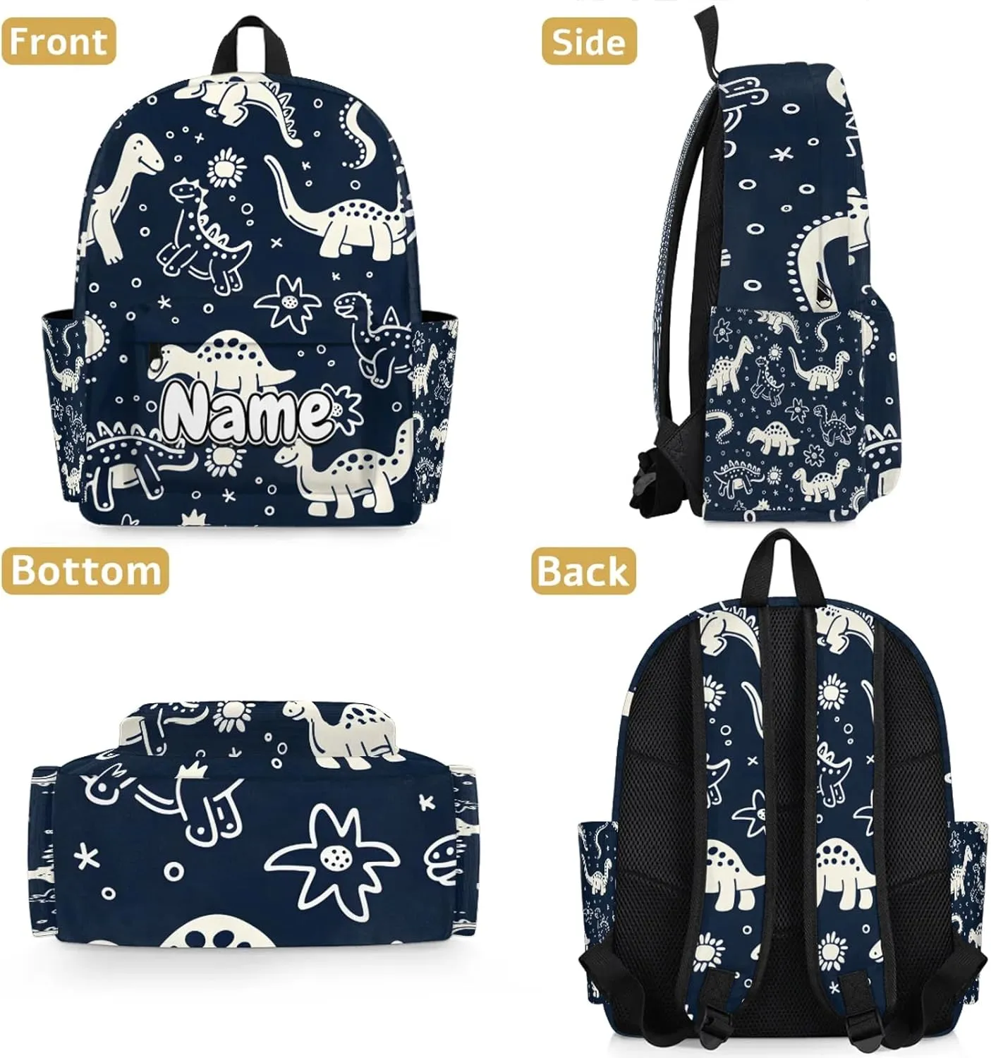 Camo Dinosaur Footprint Personalized Backpack Bag with Name Lightweight Custom Shoulder Bags Waterproof Casual Backpacks Travel Laptop Bag 15.1in