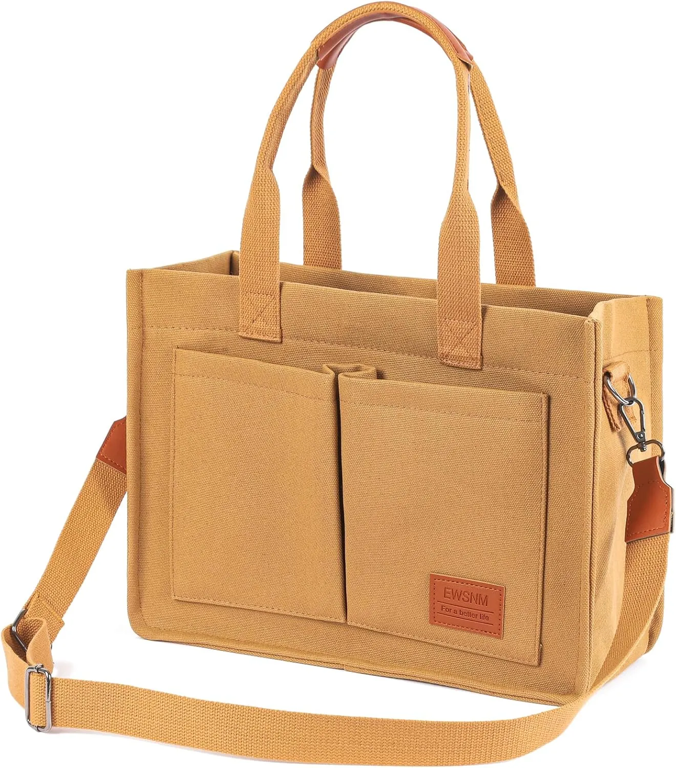 Canvas Tote Bag for Women, Large Laptop Travel Tote Handbag Totes with Crossbody Shoulder Teachers Reusable Grocery Bags
