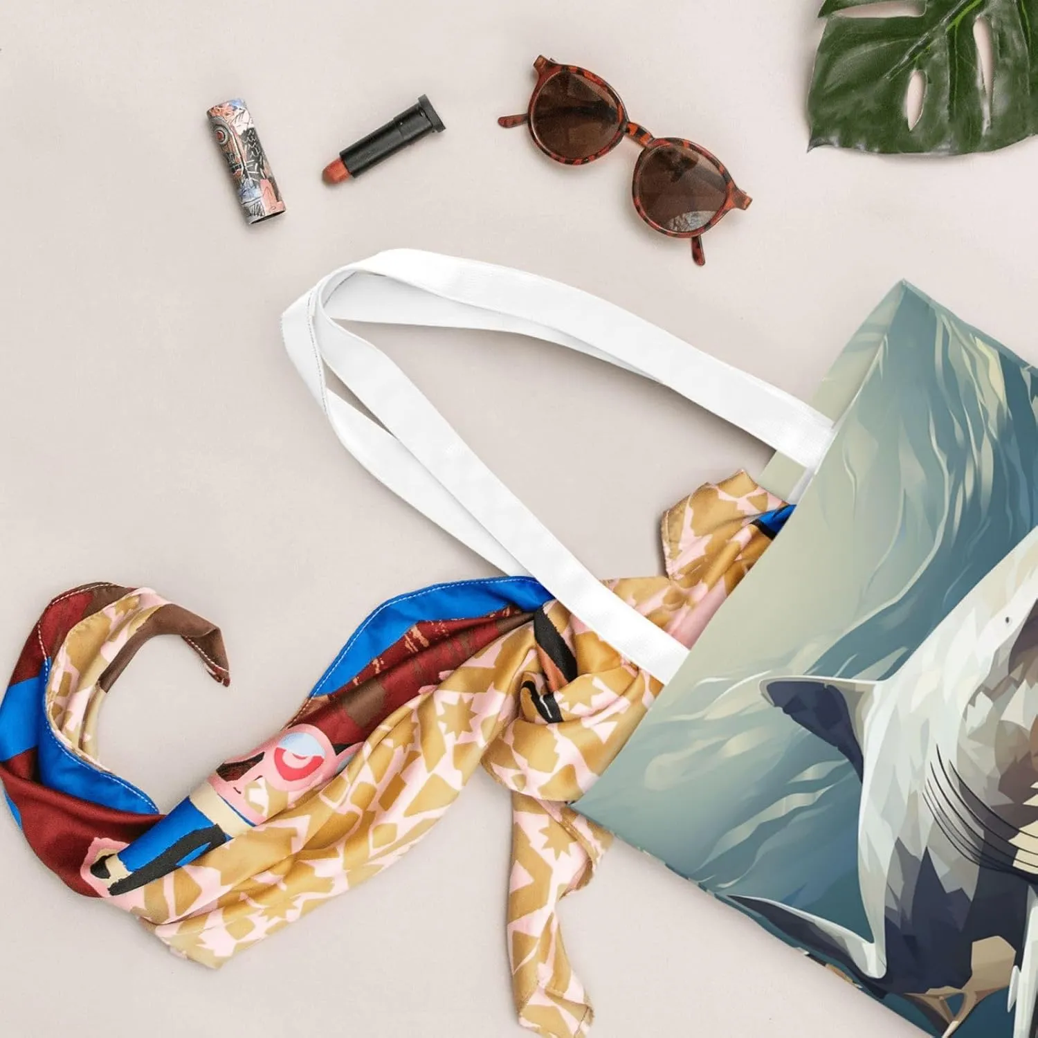 Canvas Tote Bag For Women Reusable Shopping Bag Casual Palm Trees And Sunset Shoulder Bag Handbag For Travel