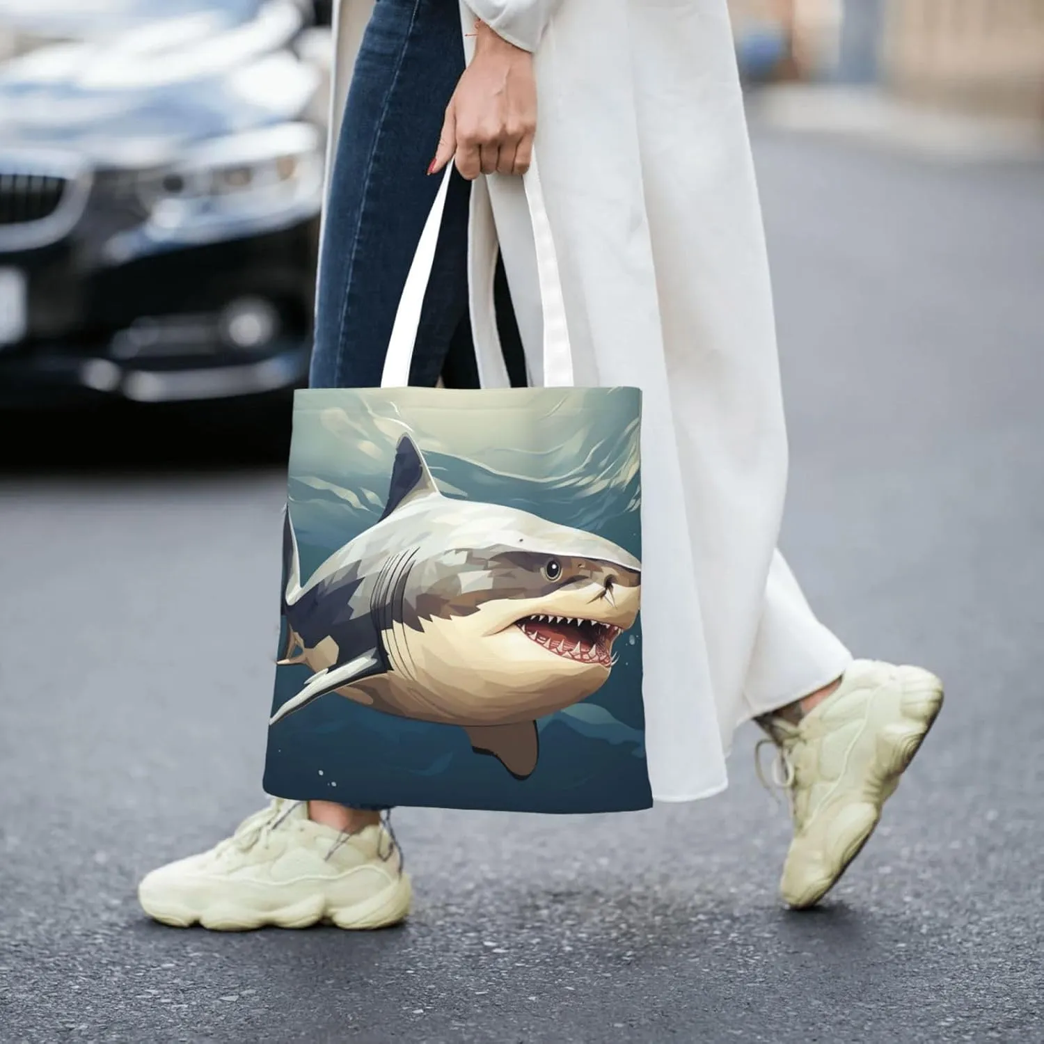 Canvas Tote Bag For Women Reusable Shopping Bag Casual Palm Trees And Sunset Shoulder Bag Handbag For Travel
