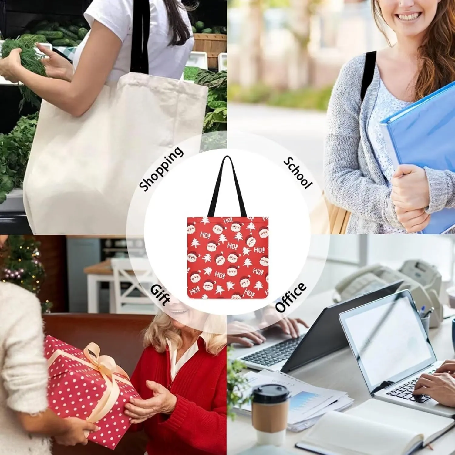 Canvas Tote Bag for Women Reusable Tote Shoulder Bag Fashionable Casual Handbags for Shopping Grocery Work