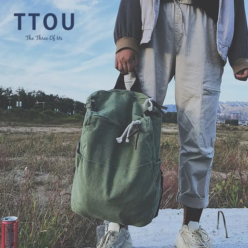 Capacity High Teenages Women mujer Laptop TTOU for Solid Backpack Canvas Easy-to-use Backpack mochila Female Color Travel Girls Futuristic Schoolbag