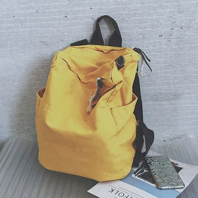Capacity High Teenages Women mujer Laptop TTOU for Solid Backpack Canvas Easy-to-use Backpack mochila Female Color Travel Girls Futuristic Schoolbag