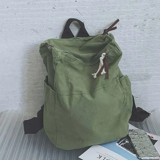 Capacity High Teenages Women mujer Laptop TTOU for Solid Backpack Canvas Easy-to-use Backpack mochila Female Color Travel Girls Futuristic Schoolbag