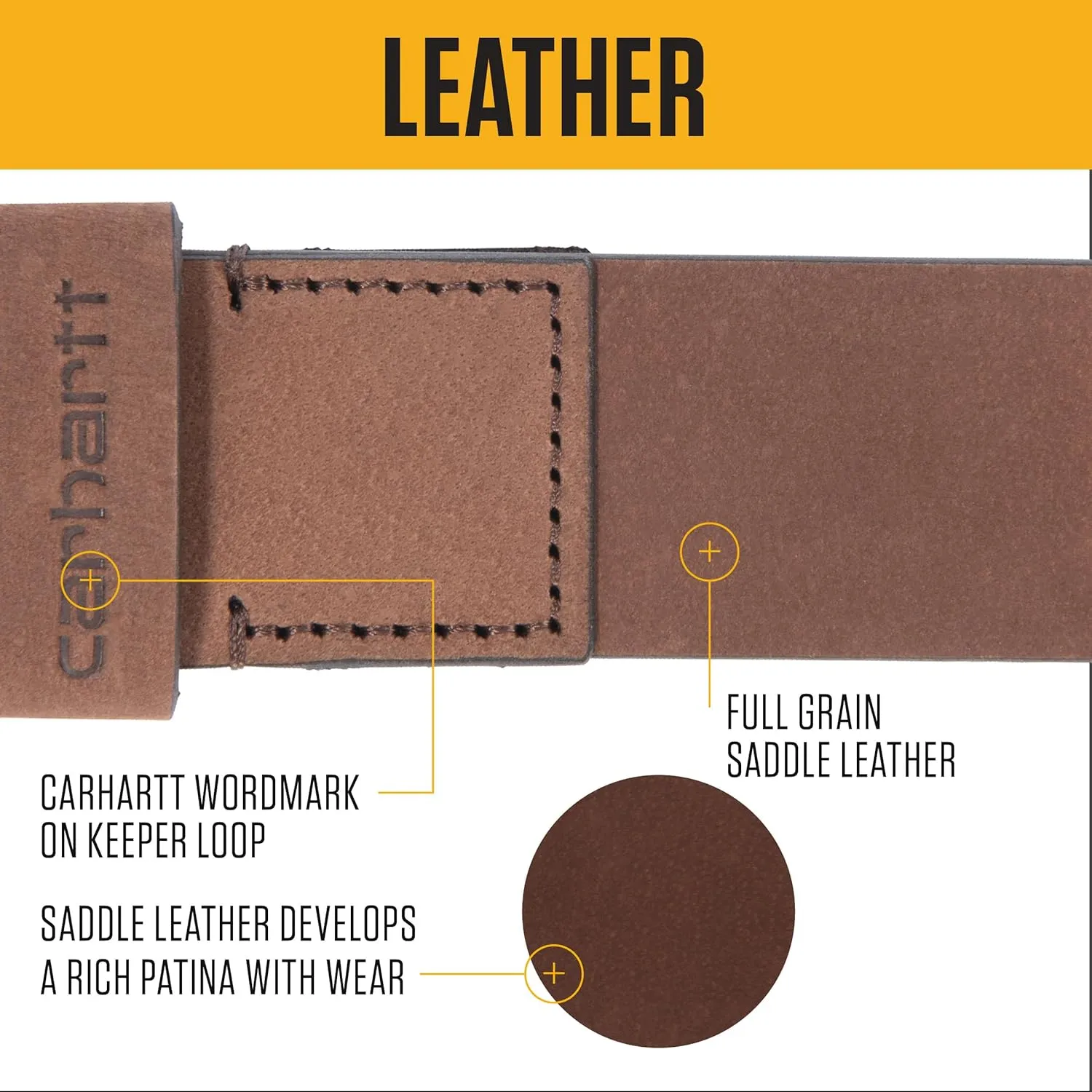 Carhartt Men's Casual Rugged Saddle Leather Belts