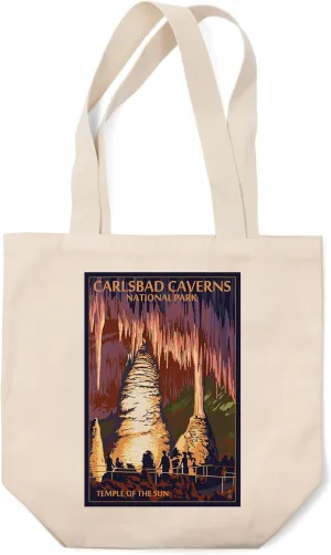 Carlsbad Caverns National Park, New Mexico, Temple of The Sun, Painterly Series (100% Cotton Canvas Reusable Tote Bag)