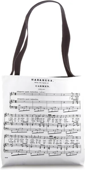 Carmen Habanera Sheet Music Notation Tote Bag