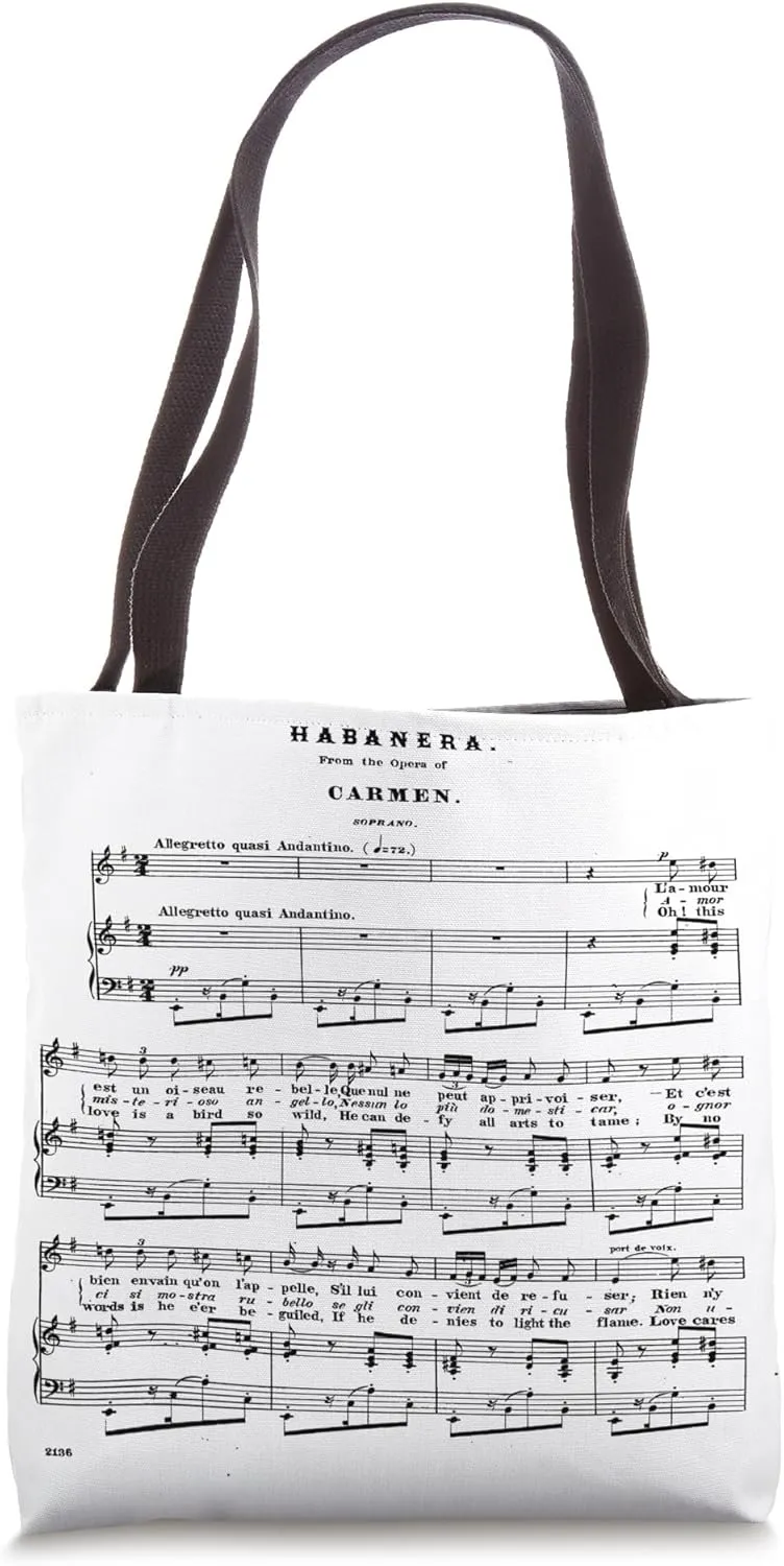 Carmen Habanera Sheet Music Notation Tote Bag