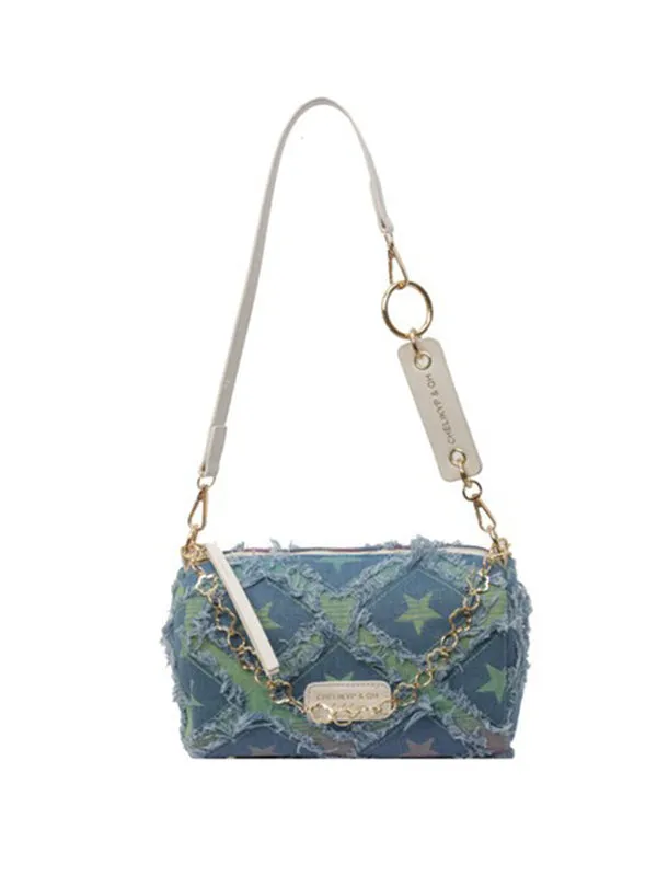 Chains Geometric Tasseled Zipper Crossbody Bags
