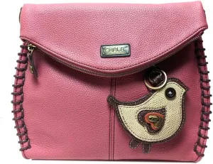 CHALA Charming Crossbody Bag With Flap Top | Flap and Zipper Cross-Body Purse or Shoulder Handbag with Metal Chain - Pink