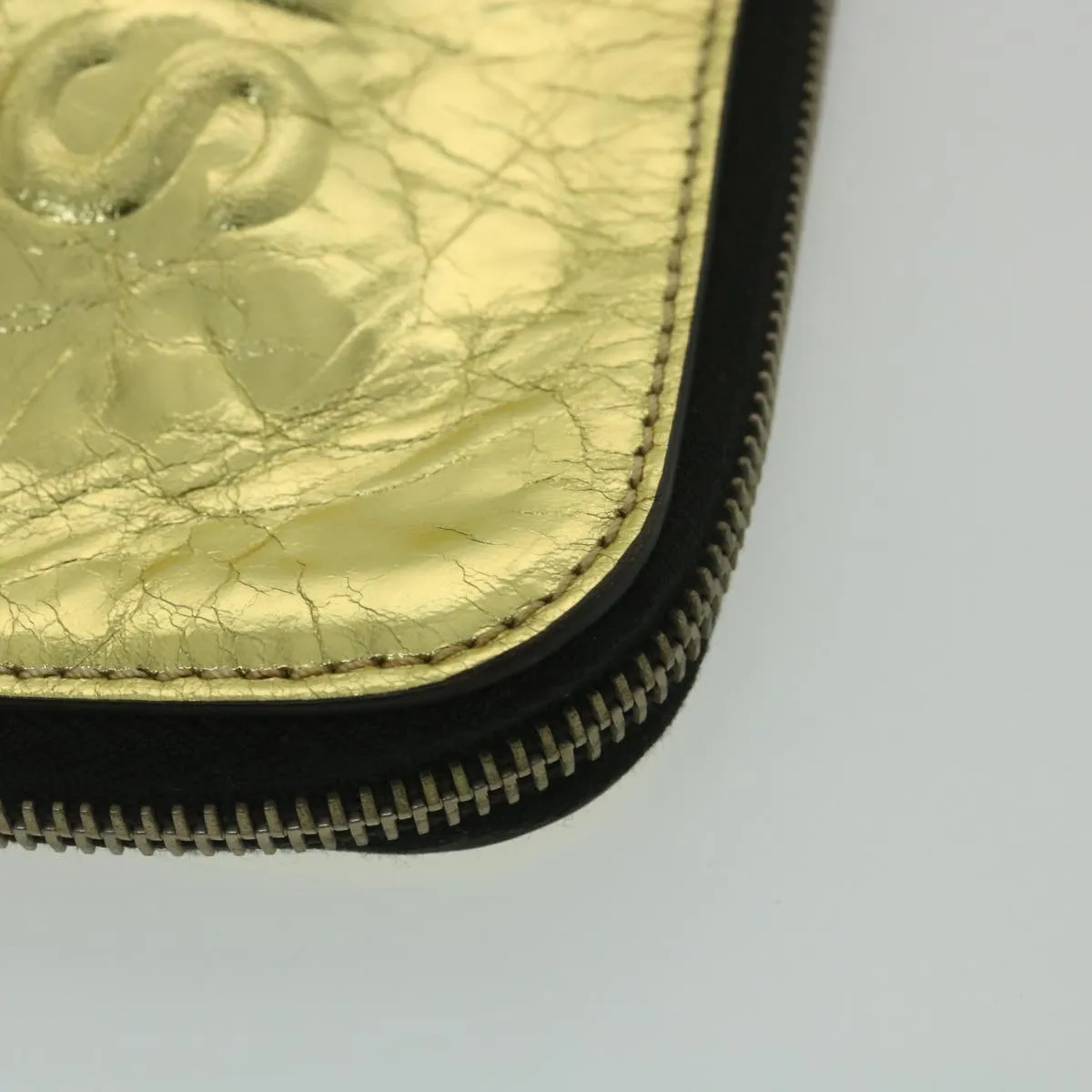CHANEL Clutch Bag Metallic Leather Gold A82164 CC  38172
