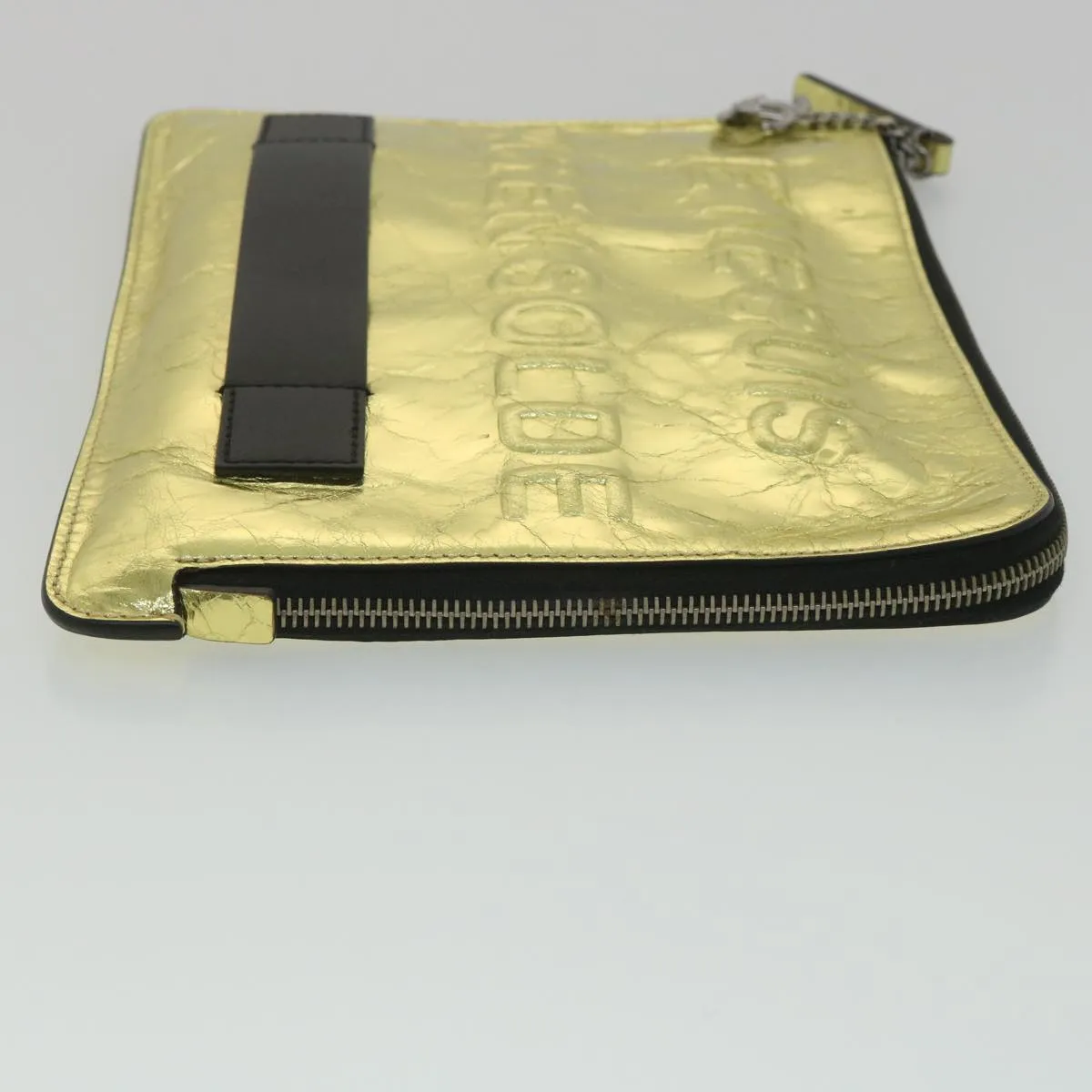 CHANEL Clutch Bag Metallic Leather Gold A82164 CC  38172