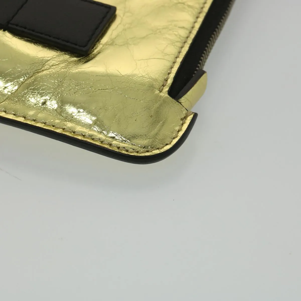CHANEL Clutch Bag Metallic Leather Gold A82164 CC  38172