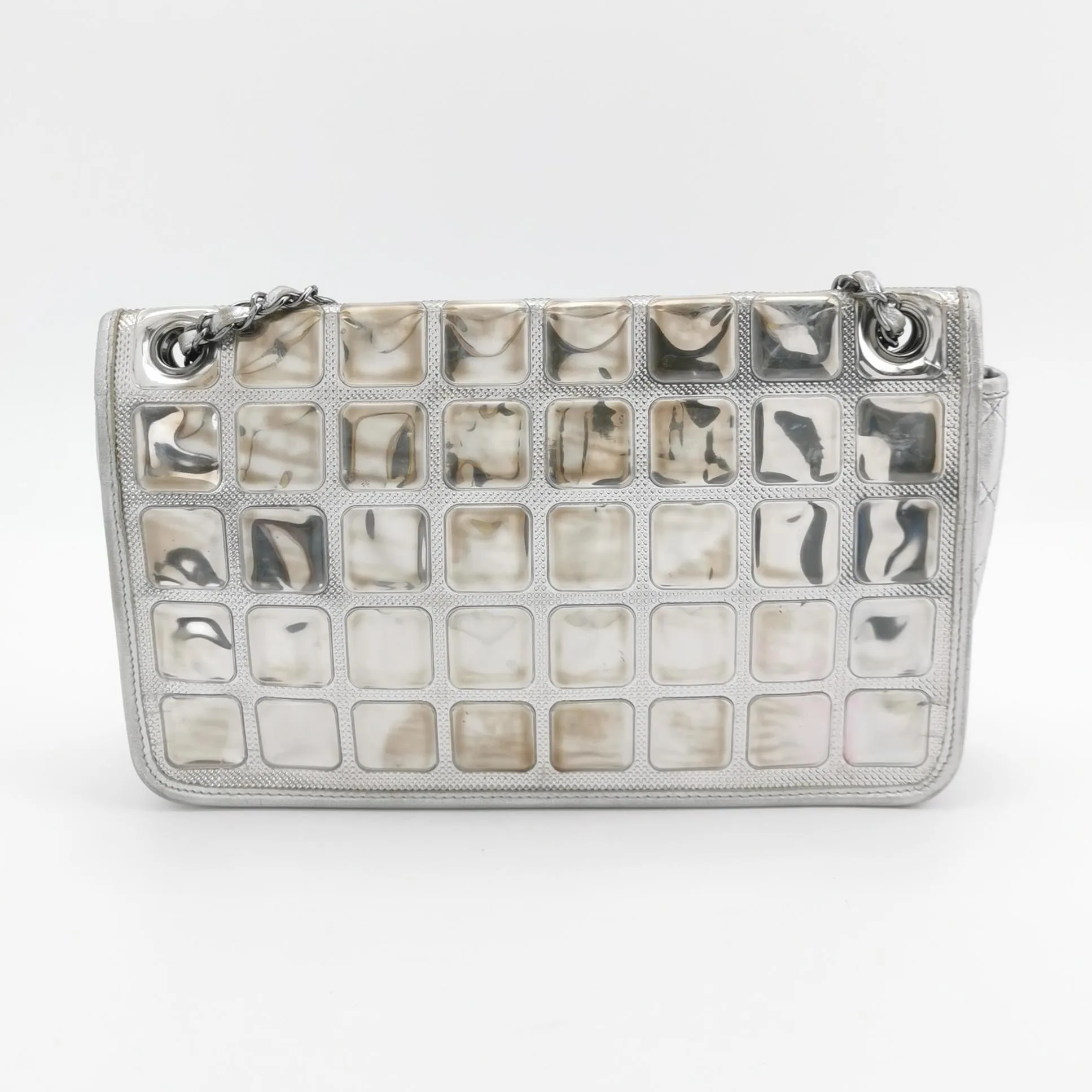 Chanel Ice Cube Flap Chocolate Bar in Silver