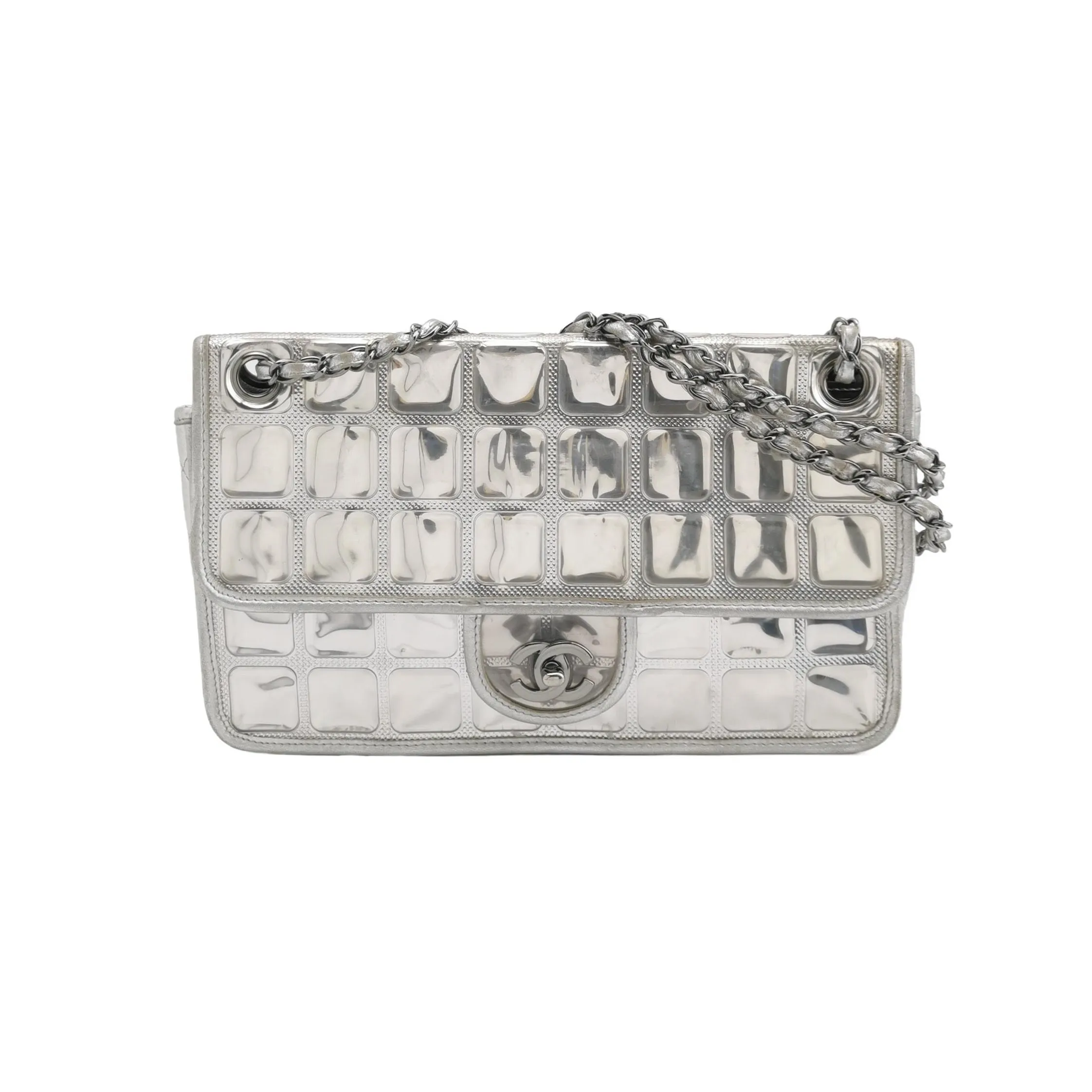 Chanel Ice Cube Flap Chocolate Bar in Silver