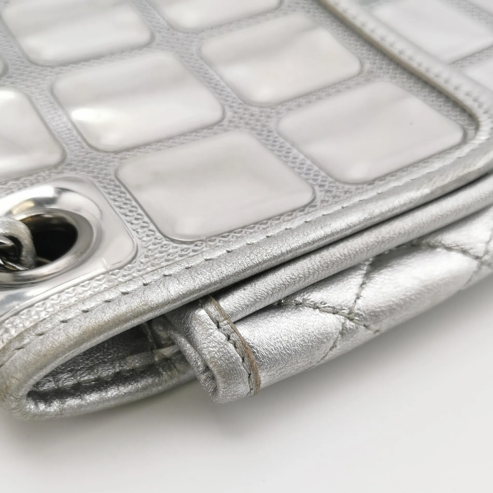 Chanel Ice Cube Flap Chocolate Bar in Silver