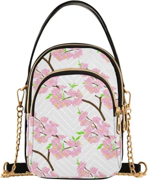 Cherry Blossom Branch White Multi Pockets Crossbody Bags for Women Zip Cell Phone Purse Wallet Bag with Detachable Shoulder Strap Handbag Purse for Women Girls Trendy Gift Traveling Working Shopping