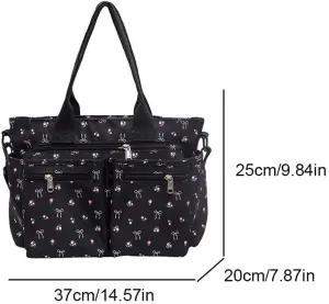 Cherry Tote Bags for Women - Coquette Handbag Large Capacity Cherry Crossbody Work Tote Purse Nylon Shoulder Bag