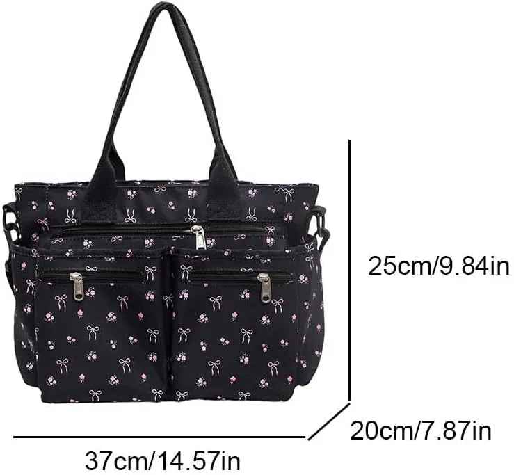 Cherry Tote Bags for Women - Coquette Handbag Large Capacity Cherry Crossbody Work Tote Purse Nylon Shoulder Bag