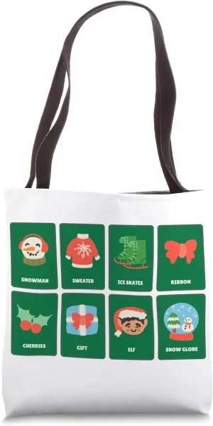 Christmas Holidays Symbols Flashcards Printed on Products Tote Bag