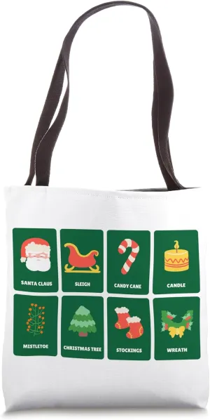 Christmas Holidays Symbols Flashcards Printed on Products Tote Bag