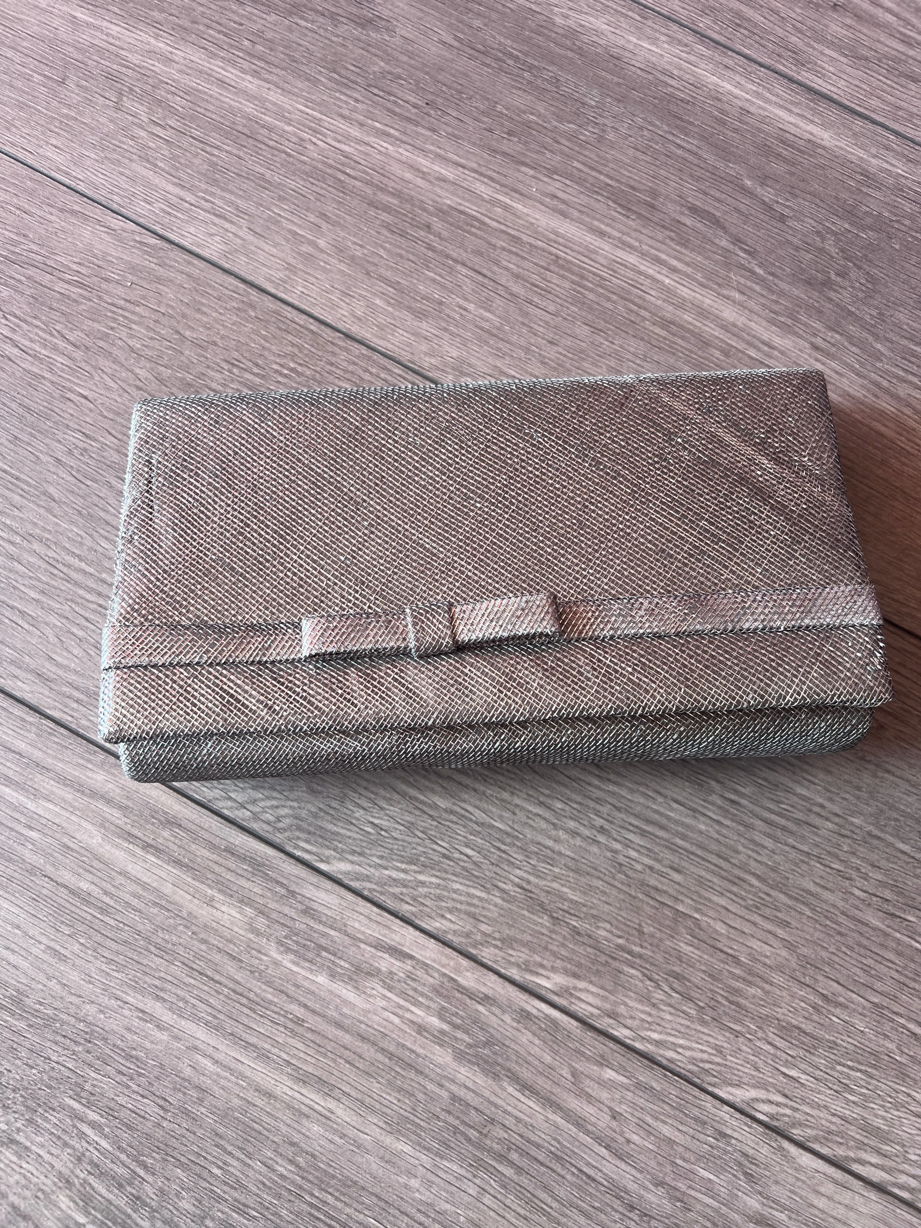 Classic Sinamay Graphite Clutch Bag For Weddings
