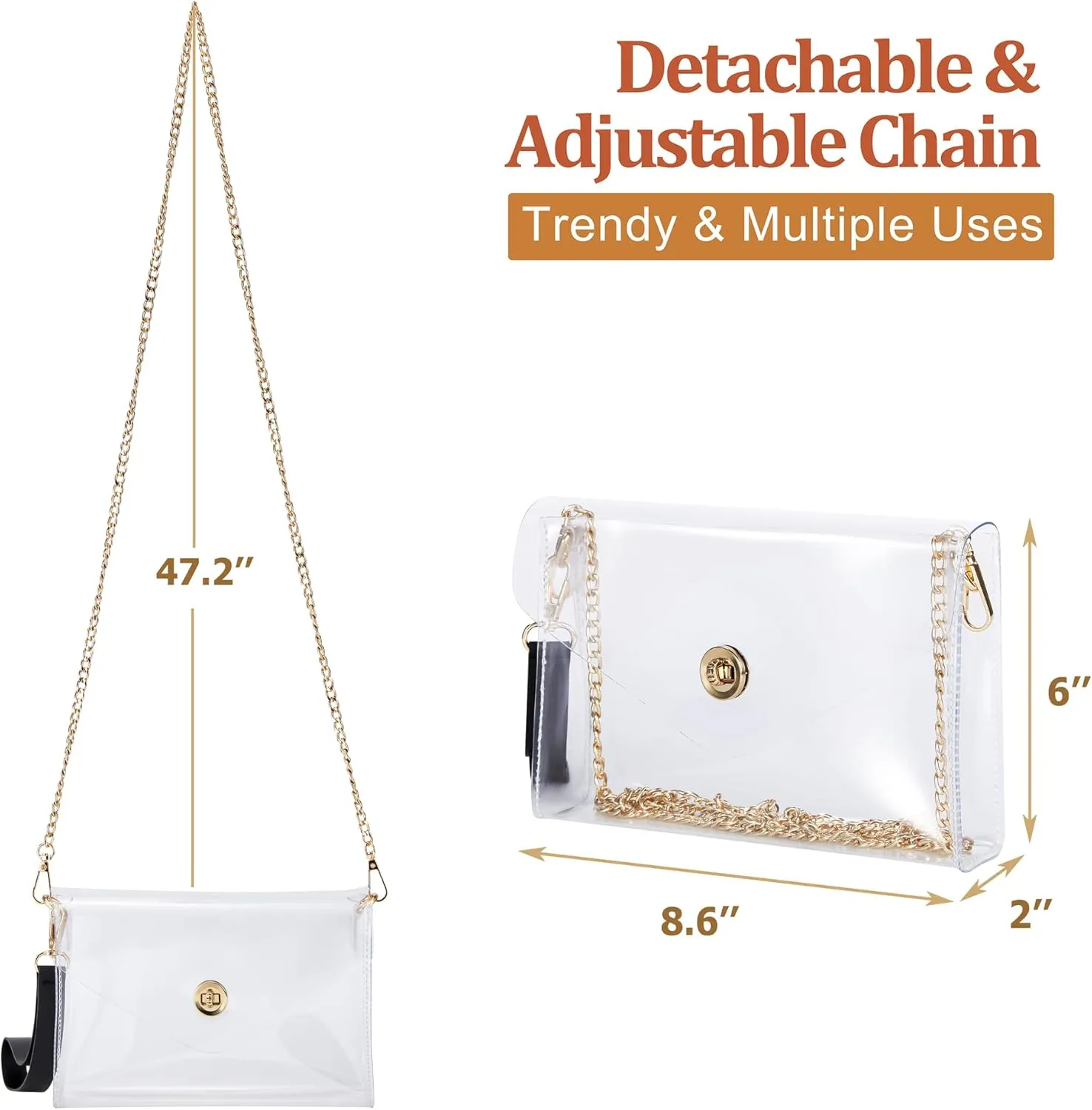 Clear Bag Stadium Approved: Suit for Quick Security Check - Small Transparent Purse for Women