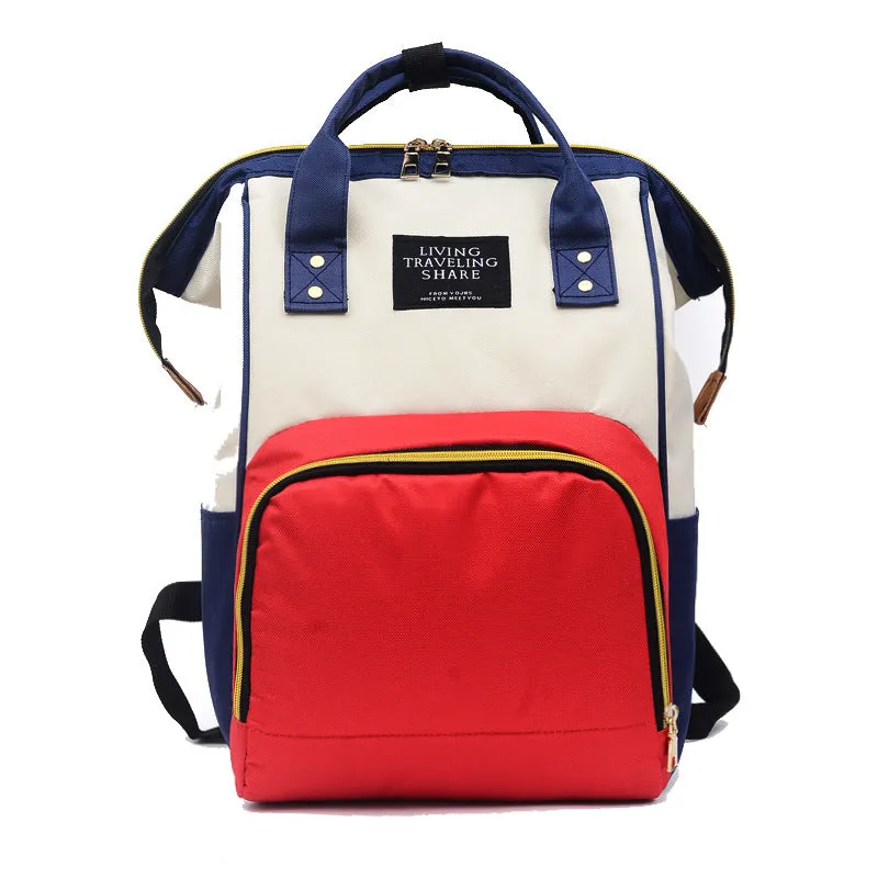 Color Contrast Mummy Large Capacity Mom Backpacks