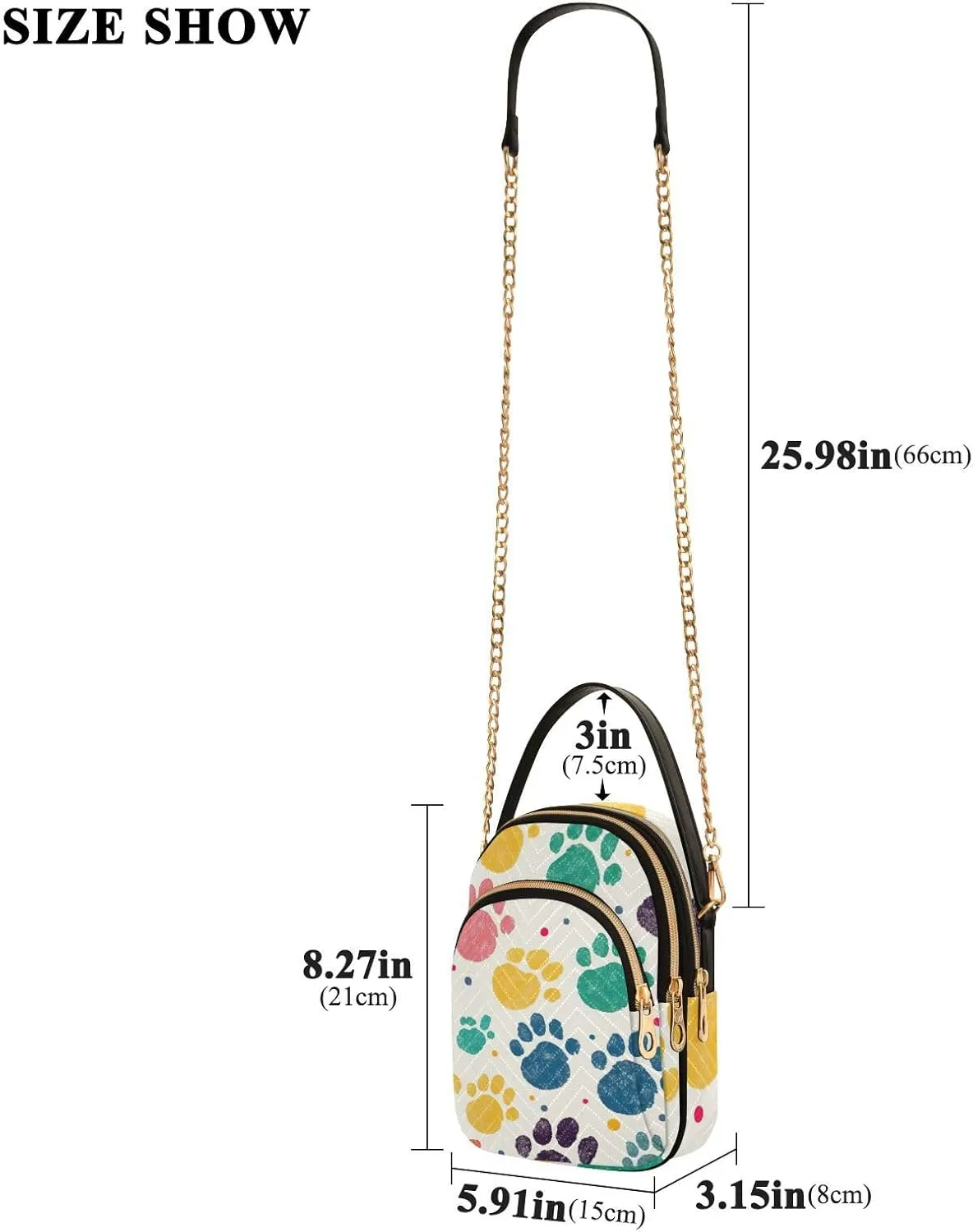 Colorful Dog Paw Print Women Crossbody Bag, Small Handbags for Women Crossbody, Fall Crossbody Purse