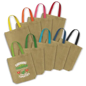 Coloured Handle Jute Tote Bag