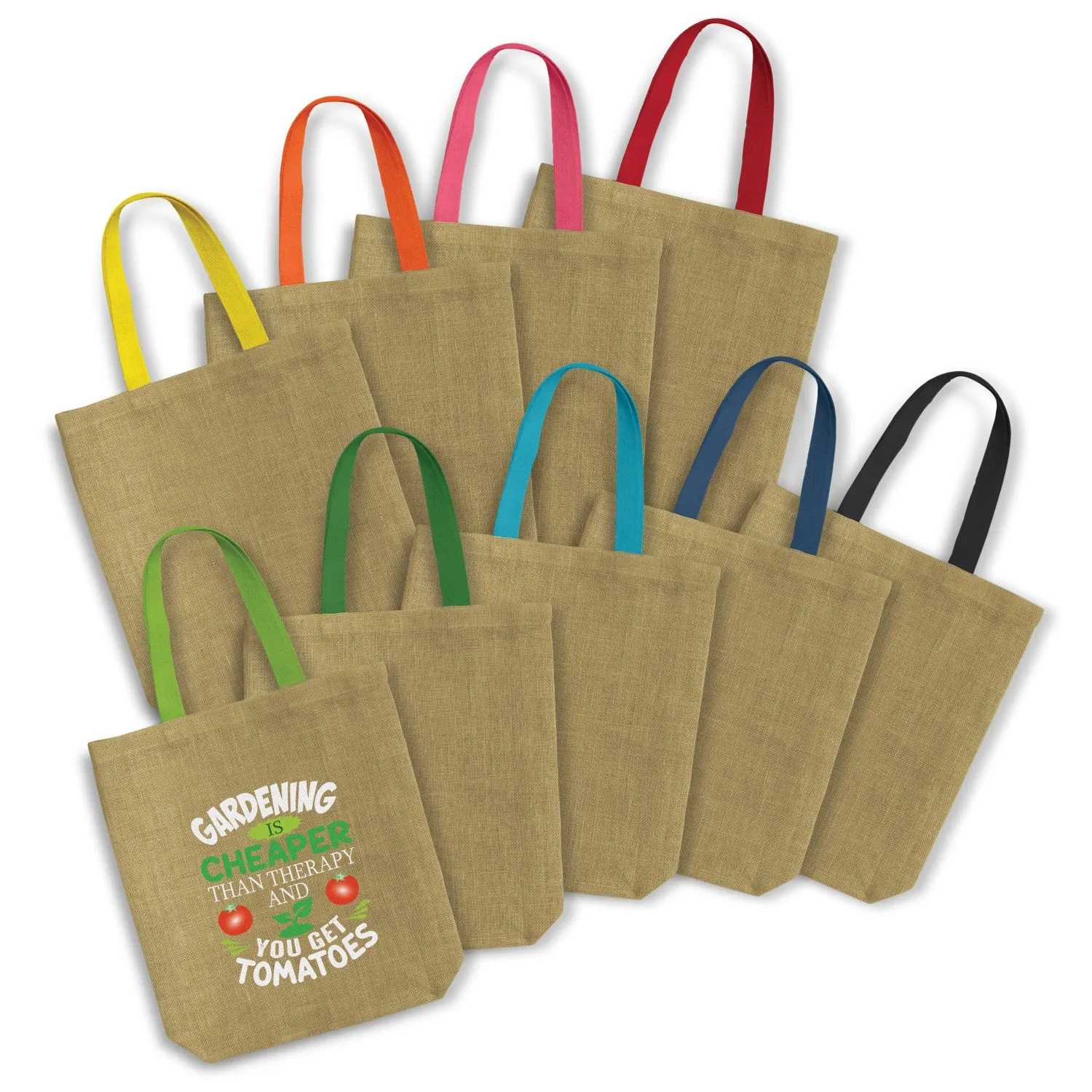 Coloured Handle Jute Tote Bag