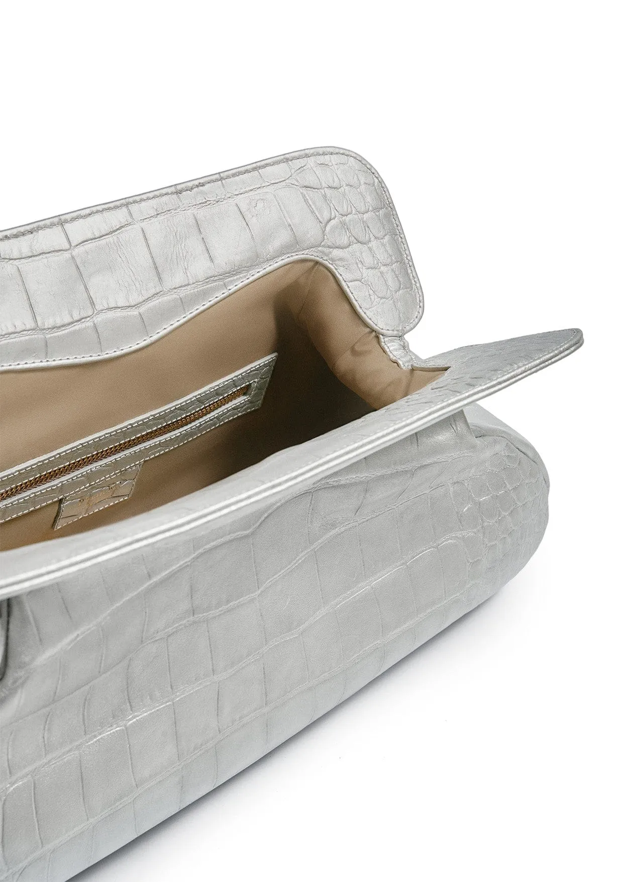 Constanza Mock-Crocodile Leather Clutch Bag