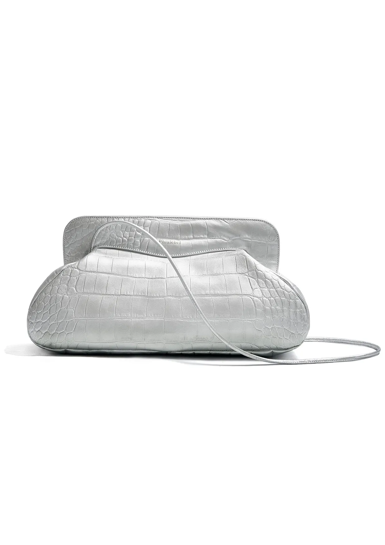 Constanza Mock-Crocodile Leather Clutch Bag