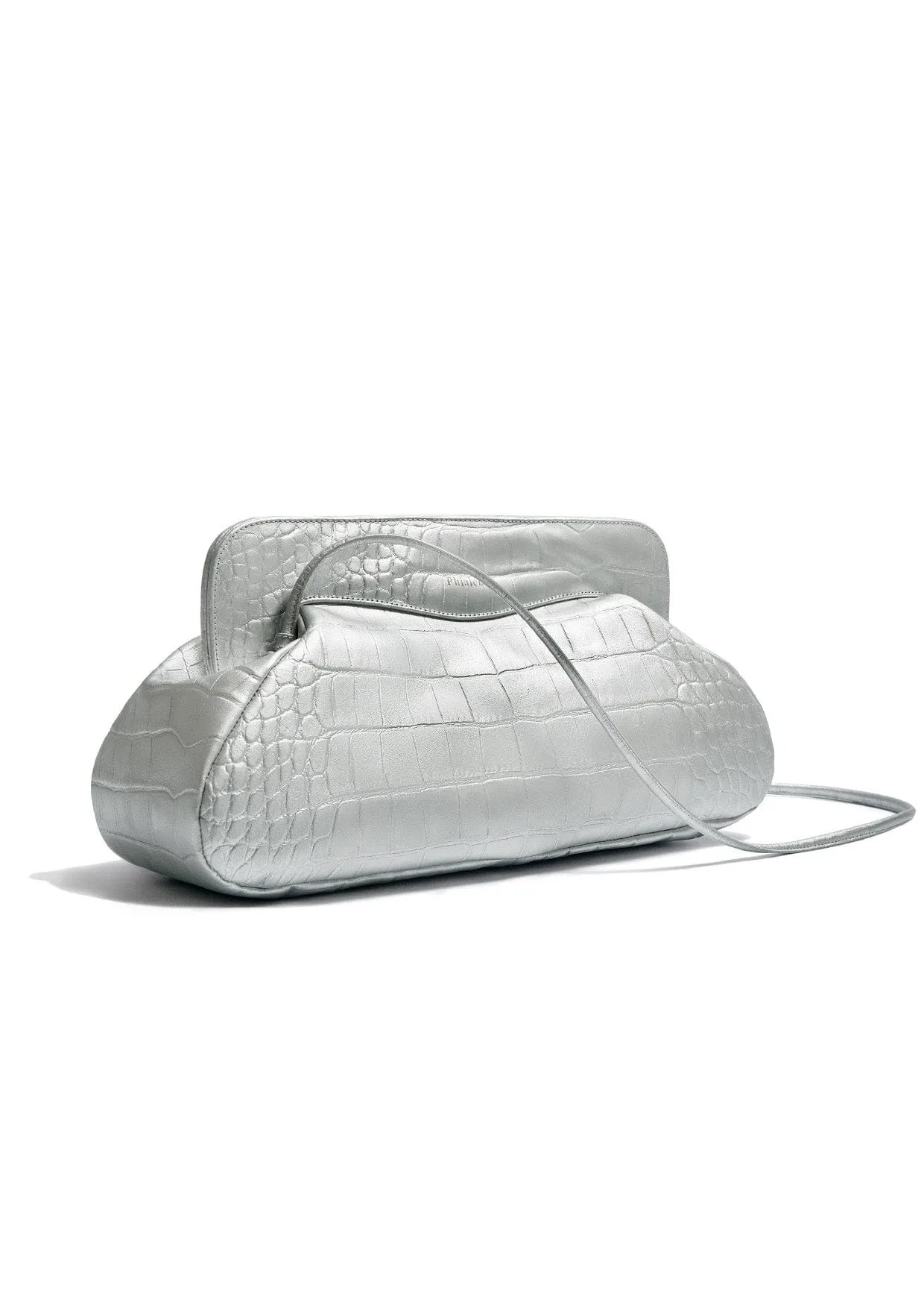 Constanza Mock-Crocodile Leather Clutch Bag