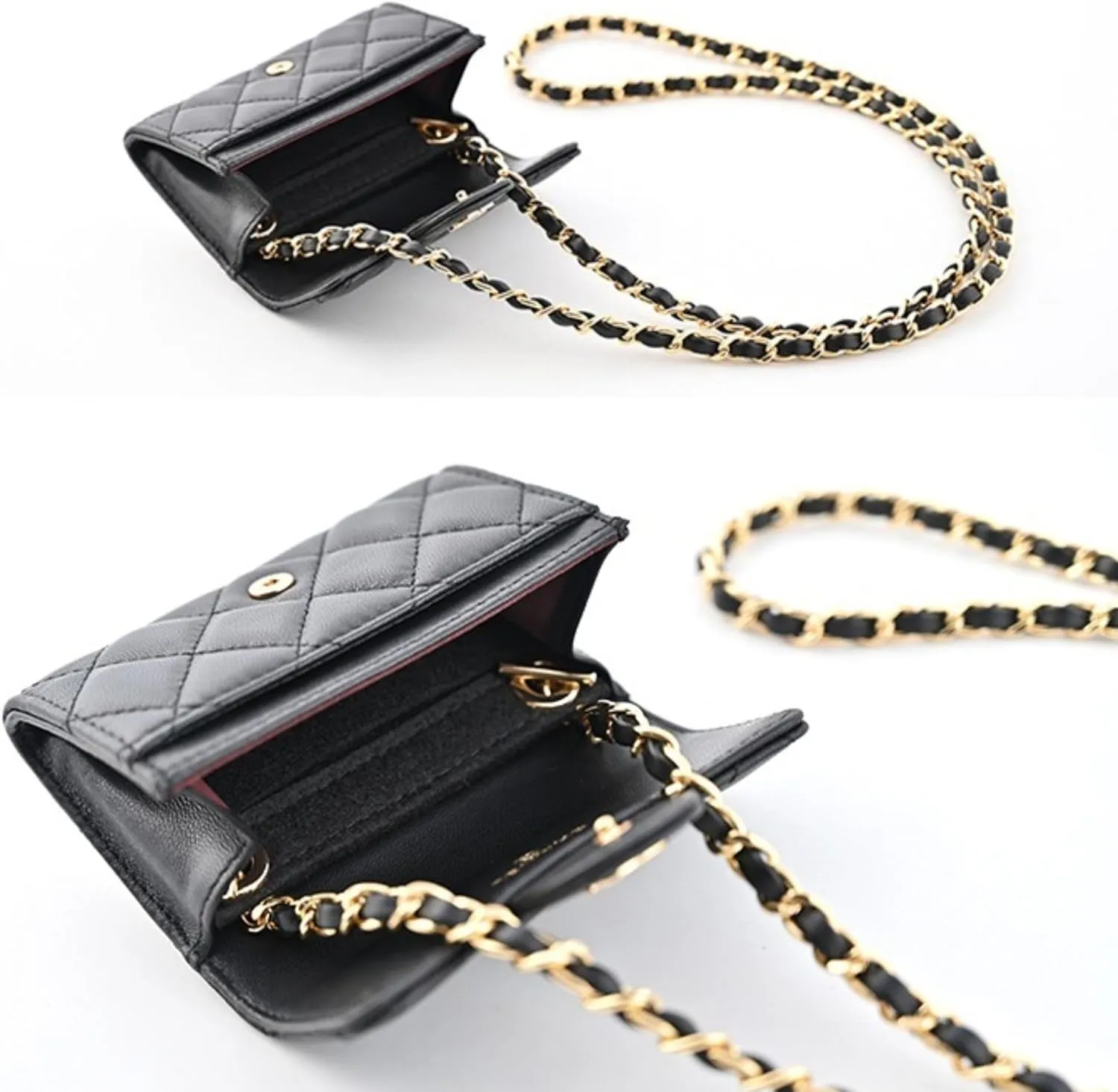Conversion Kit (Insert Chain) for Chanel Card Holder Wallet On Chain, Handmade Conversion Kit for CF Classic Wallet Purse, DIY Conversion Kit for CC CF TriGeBAYAJIAZitfold Wallet (Gold Chain, 100cm)