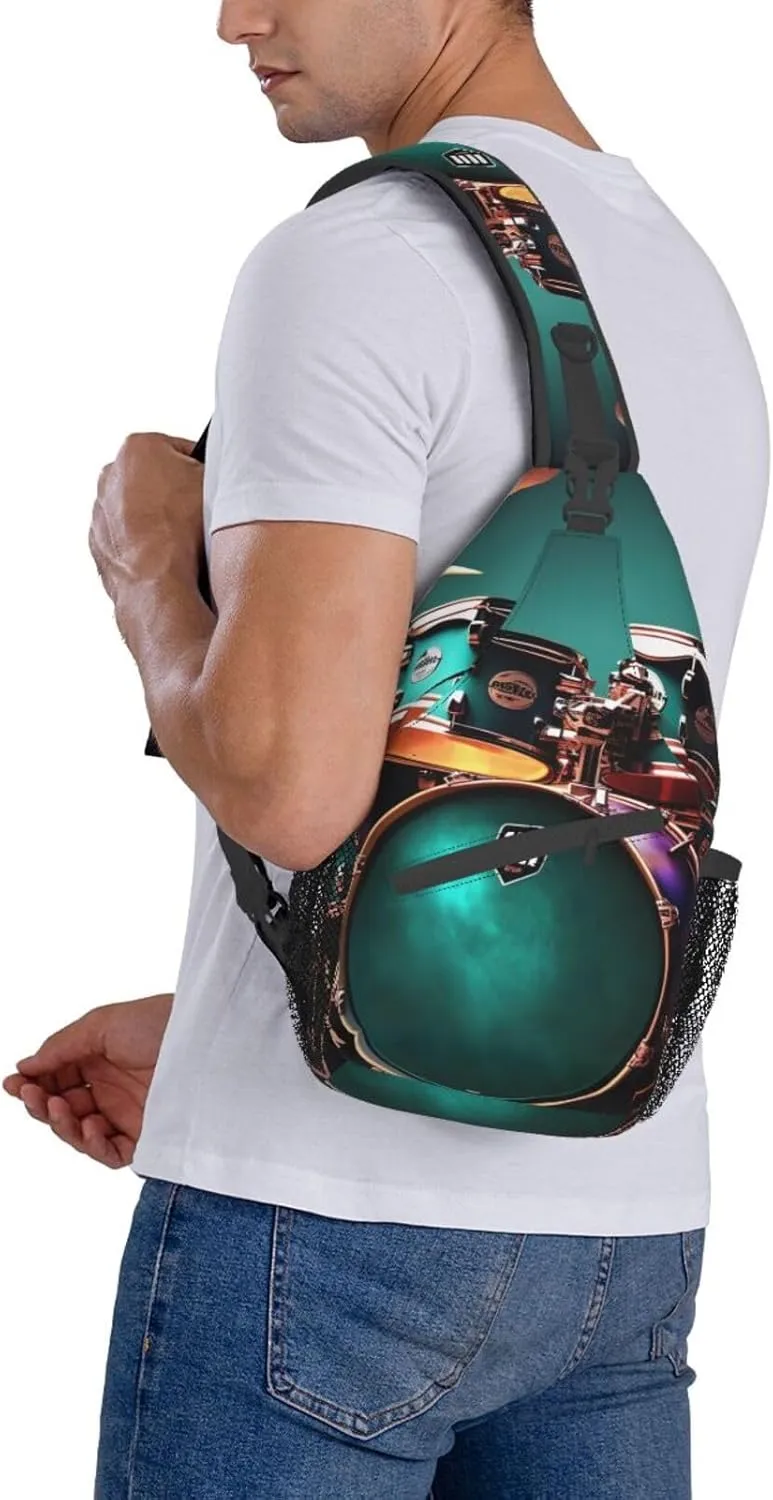 Cool Drum Set Unisex Casual Diagonal Chest Bag,Multipurpose Crossbody Shoulder Bag Travel Hiking Daypack