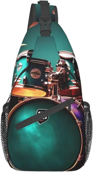 Cool Drum Set Unisex Casual Diagonal Chest Bag,Multipurpose Crossbody Shoulder Bag Travel Hiking Daypack