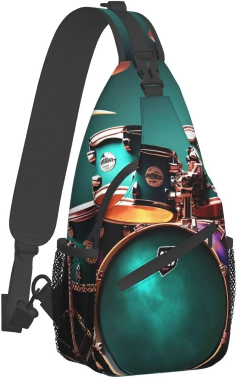 Cool Drum Set Unisex Casual Diagonal Chest Bag,Multipurpose Crossbody Shoulder Bag Travel Hiking Daypack