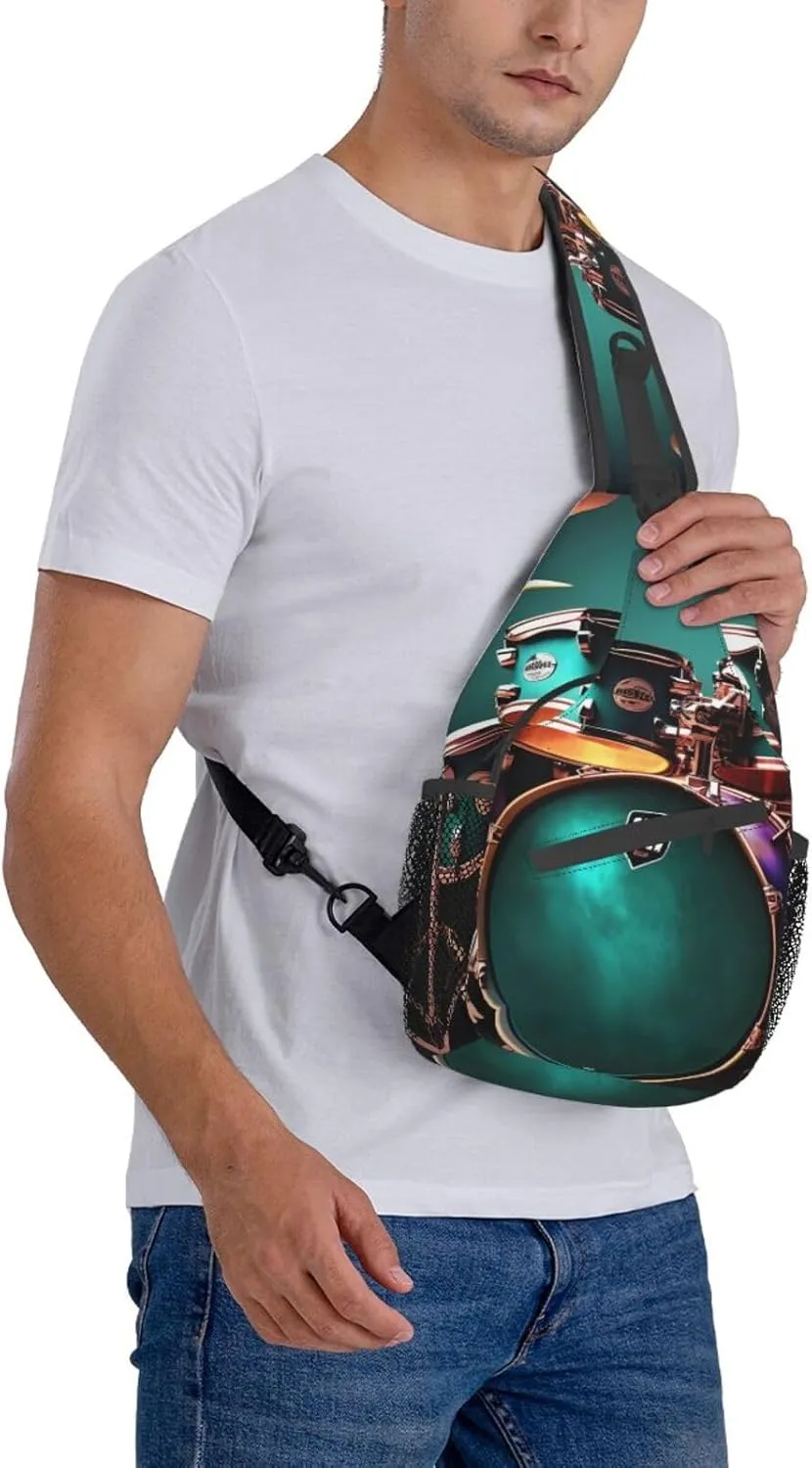 Cool Drum Set Unisex Casual Diagonal Chest Bag,Multipurpose Crossbody Shoulder Bag Travel Hiking Daypack