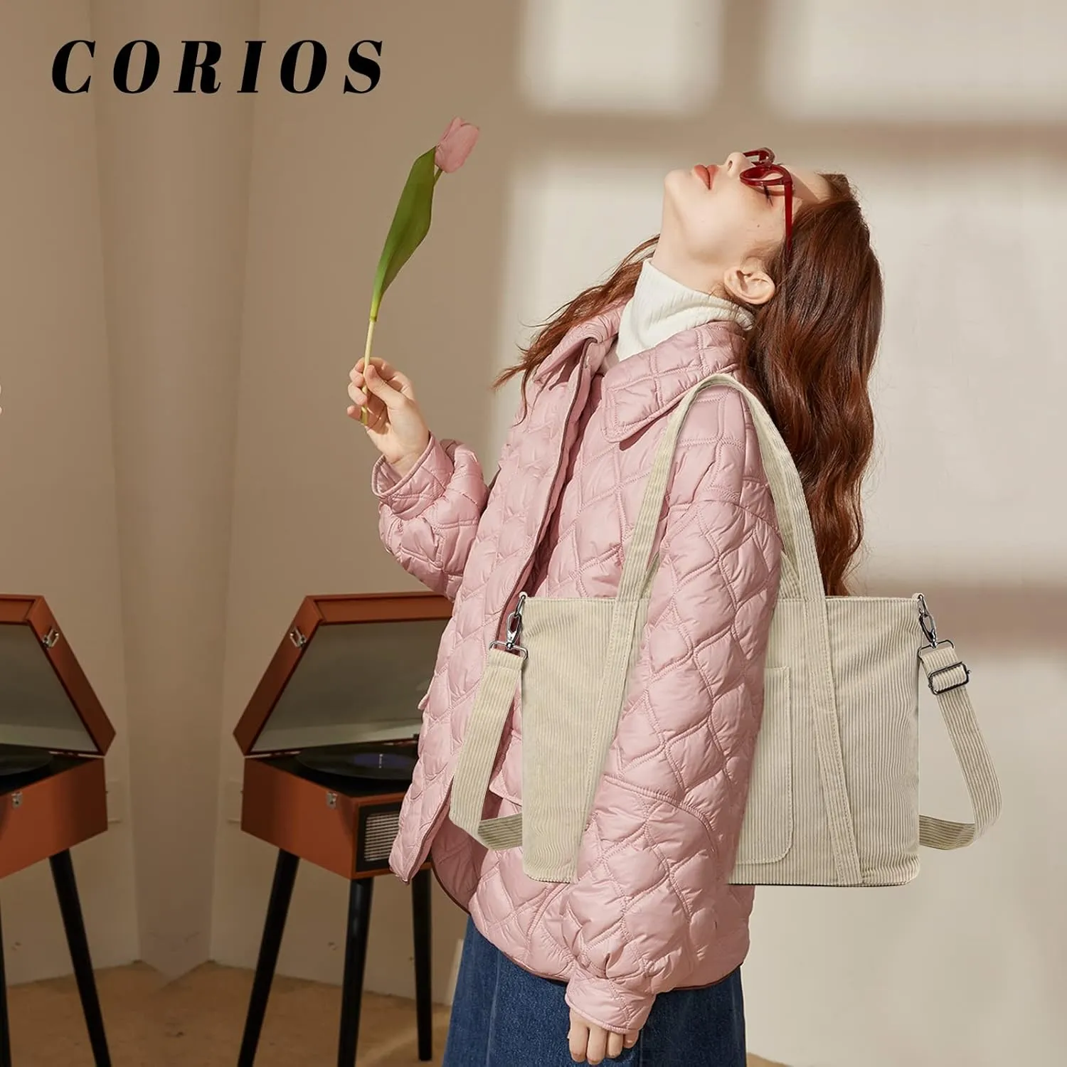 Corduroy Tote - Women's Large Capacity Crossbody & Shoulder Bag