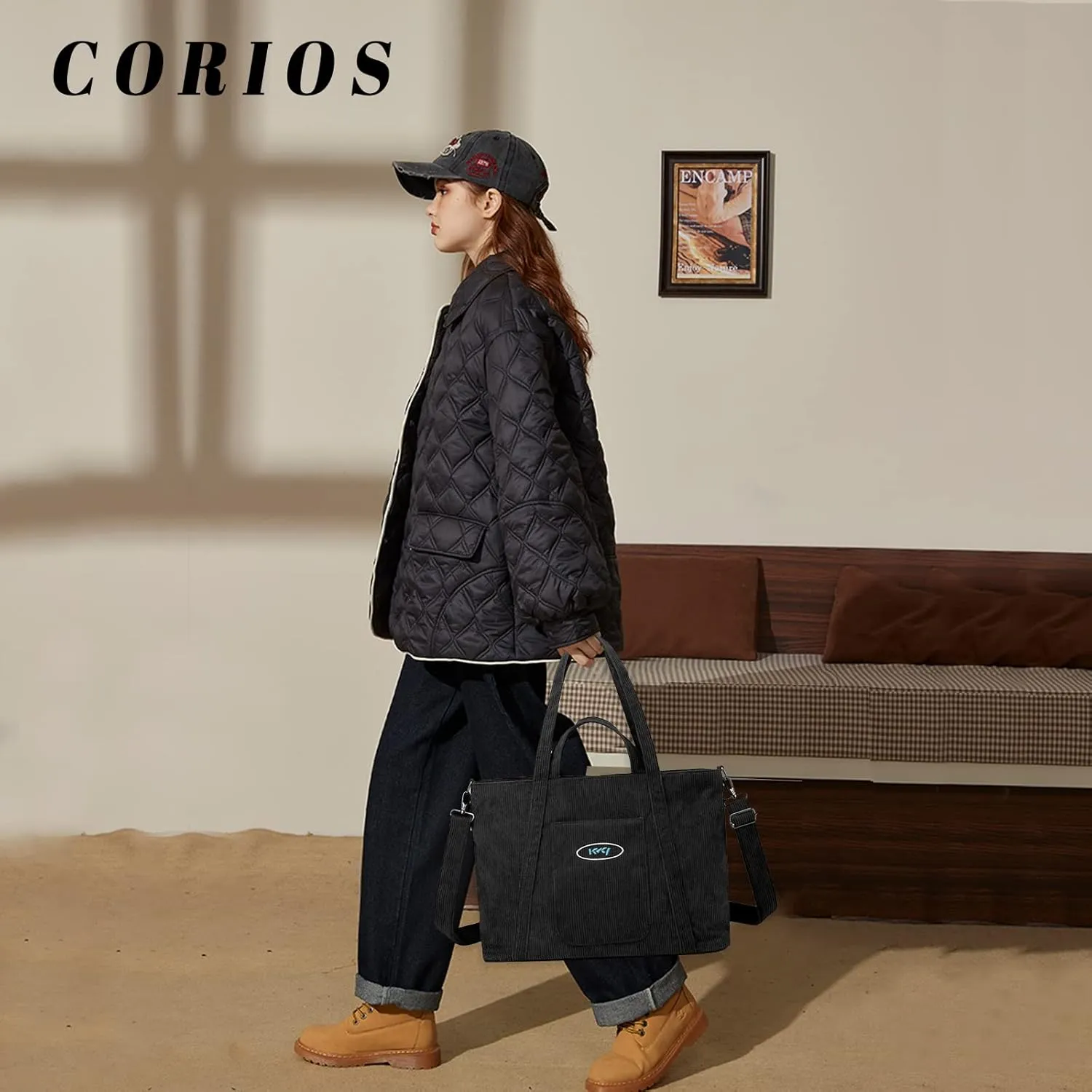 Corduroy Tote - Women's Large Capacity Crossbody & Shoulder Bag