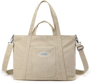 Corduroy Tote - Women's Large Capacity Crossbody & Shoulder Bag