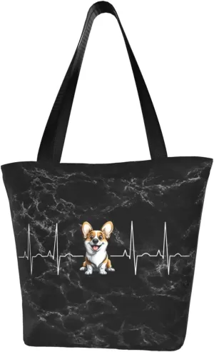 Corgi Dog Heartbeat Fashion Shoulder Bag Large Capacity For Man Or Woman