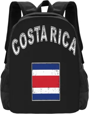 Costa Rica Flag Latin America Casual Backpack Large Capacity Backpacks 15 Inch Laptop Back Pack Travel Rucksack Daypack Commuter Bags with Adjustable Strap for Camping
