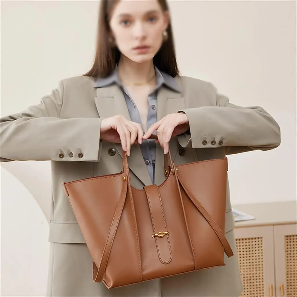 Cowhide Large Capacity Tote Bag Women's Bag Design Cowhide Commuting Bag