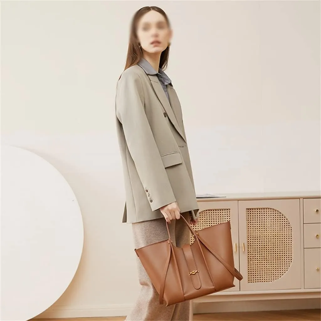Cowhide Large Capacity Tote Bag Women's Bag Design Cowhide Commuting Bag