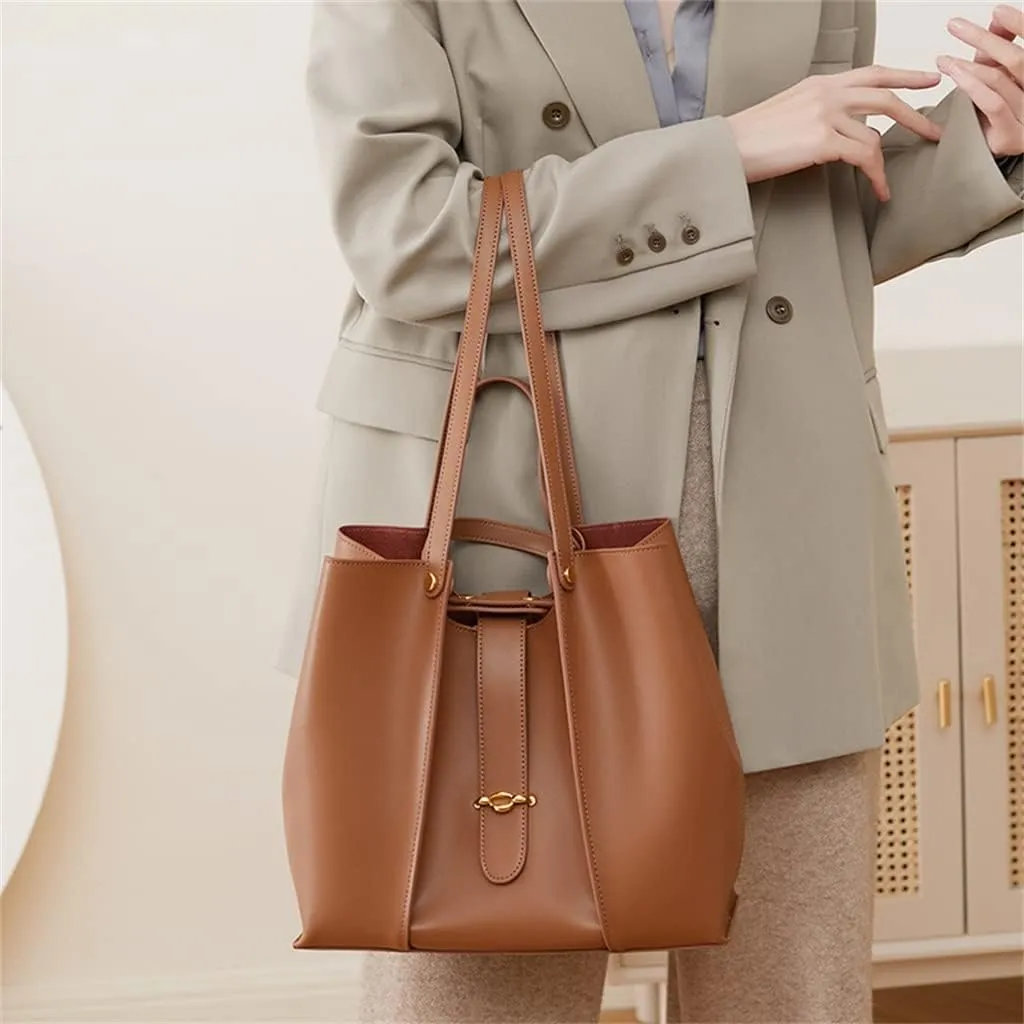 Cowhide Large Capacity Tote Bag Women's Bag Design Cowhide Commuting Bag