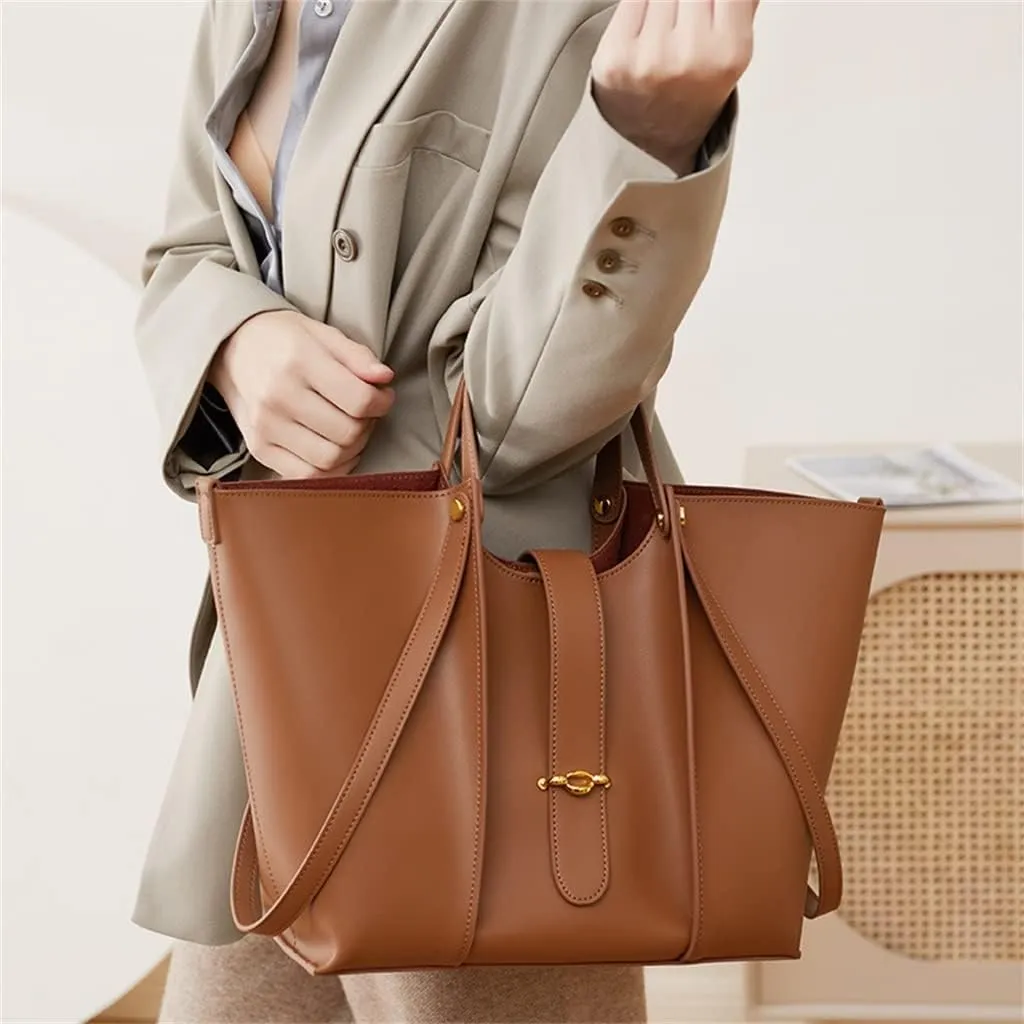 Cowhide Large Capacity Tote Bag Women's Bag Design Cowhide Commuting Bag